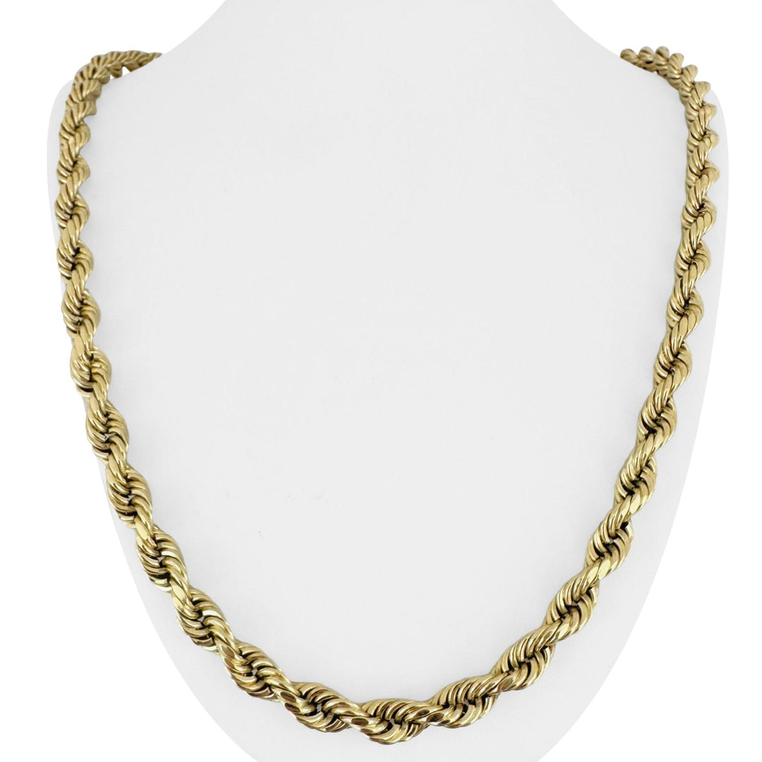 14k Yellow Gold 30.7g Hollow Thick 7.5mm Men's Rope Chain Necklace 26"