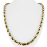 14k Yellow Gold 30.7g Hollow Thick 7.5mm Men's Rope Chain Necklace 26"