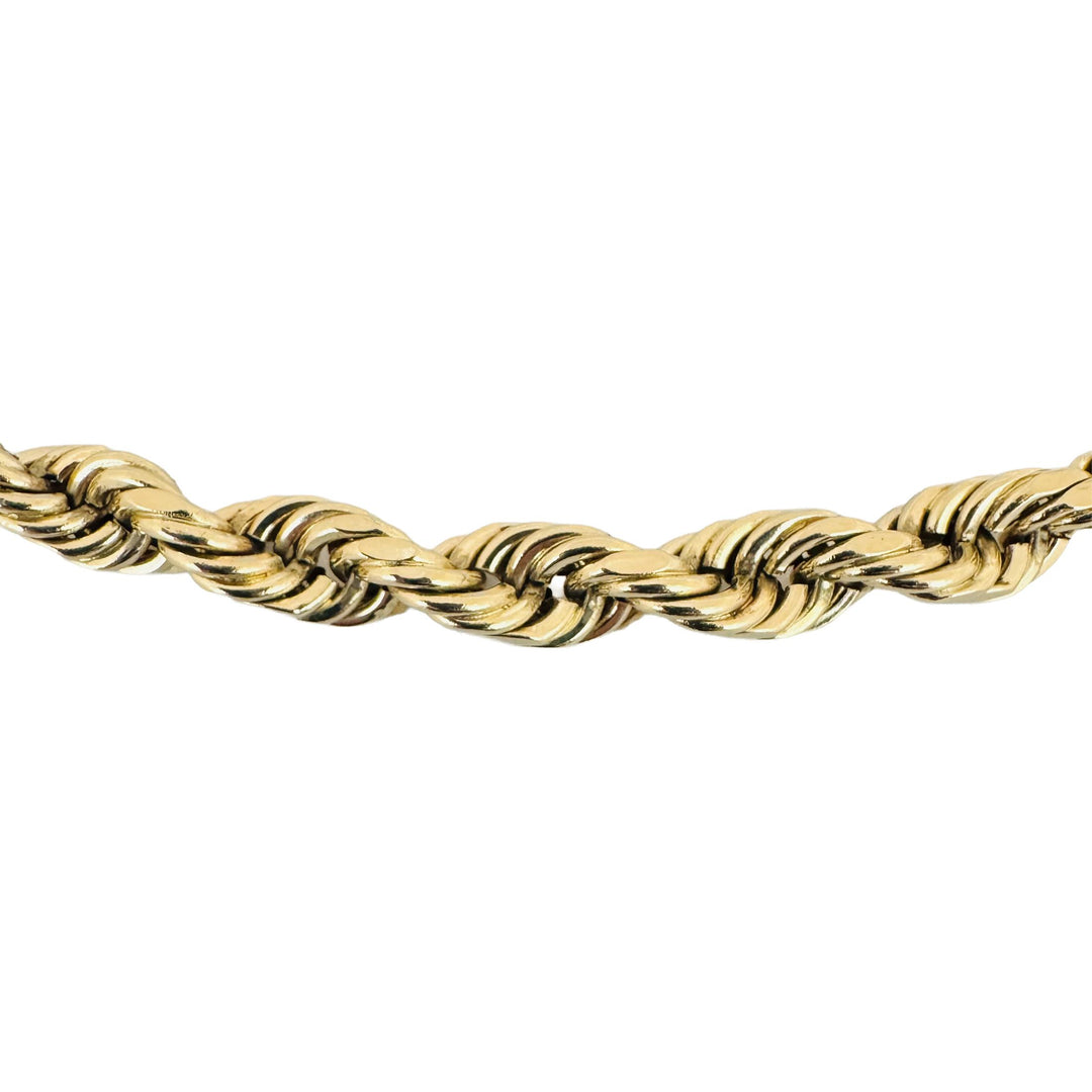 14k Yellow Gold 30.7g Hollow Thick 7.5mm Men's Rope Chain Necklace 26"