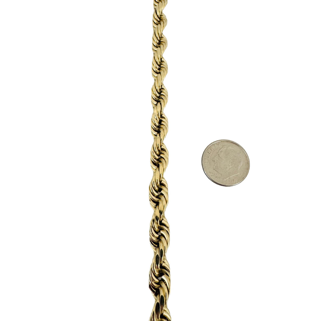 14k Yellow Gold 30.7g Hollow Thick 7.5mm Men's Rope Chain Necklace 26"