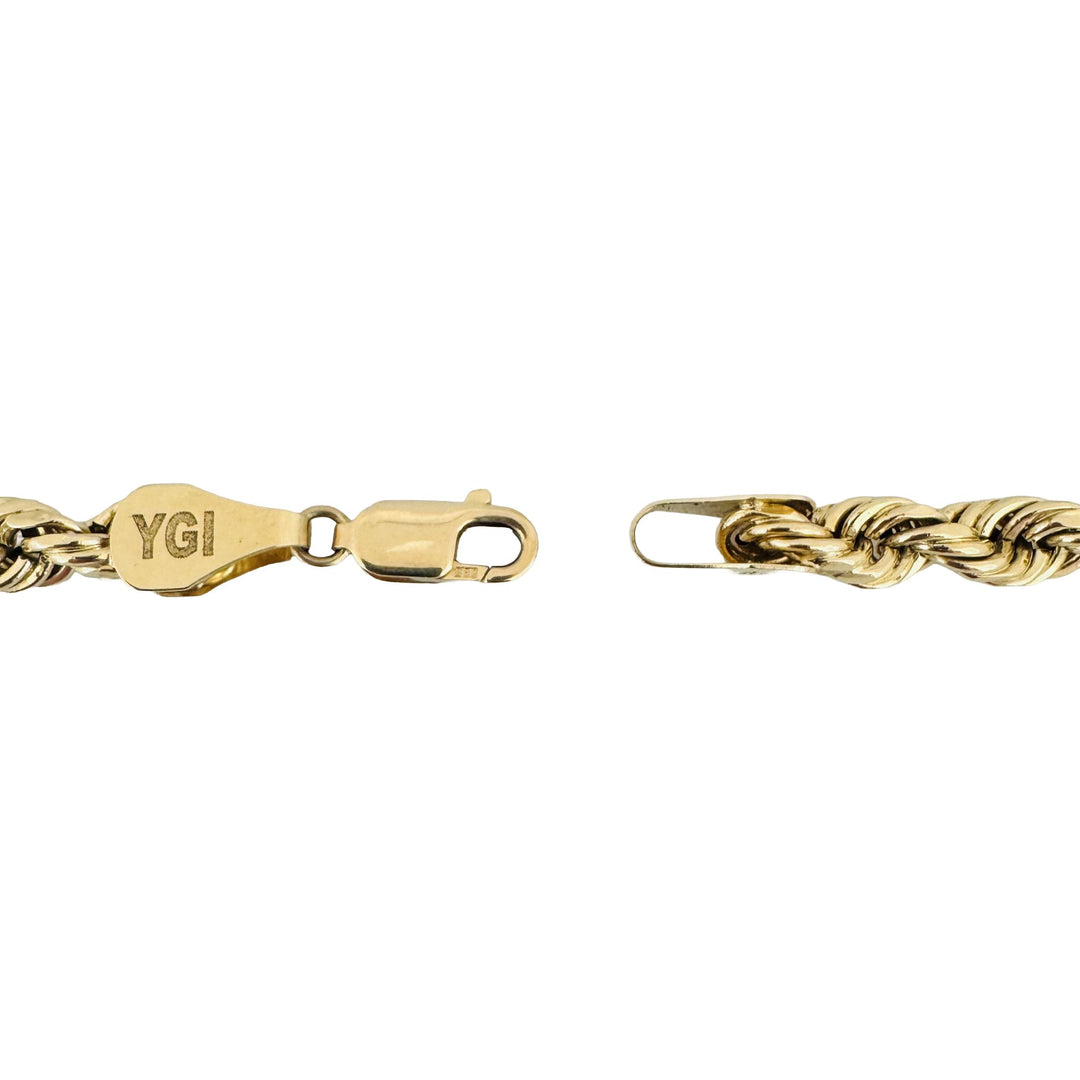 14k Yellow Gold 30.7g Hollow Thick 7.5mm Men's Rope Chain Necklace 26"