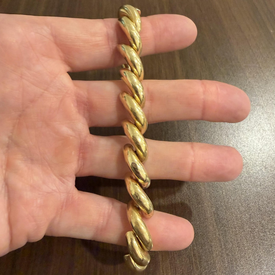 14k Yellow Gold 24.8g Ladies Polished 11mm San Marco Link Bracelet Italy 7.25"