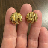 18k Yellow Gold 14.8g Vintage Heavy Fancy Button Stud Earrings Italy