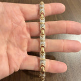 14k Yellow Gold and 1.50cttw Diamond 24.5g Vintage Link Bracelet 7.5"