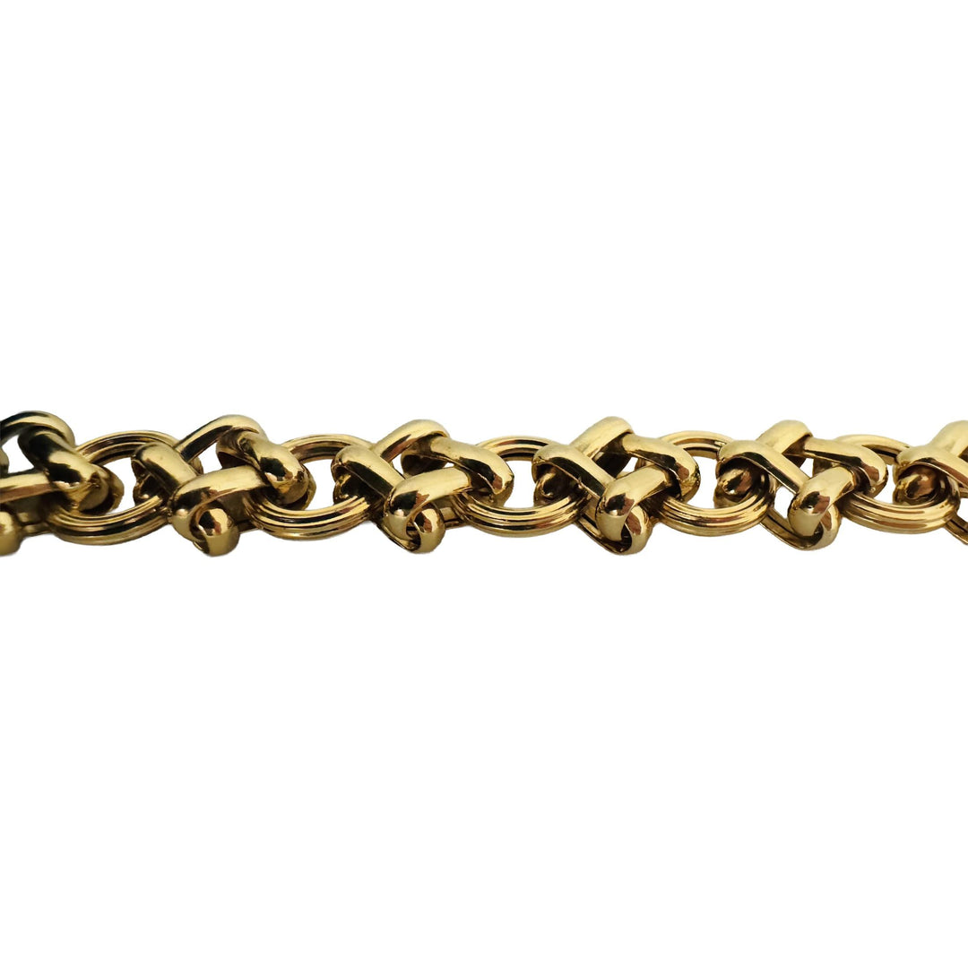 14k Yellow Gold 18g Ladies Polished 11mm Fancy  Link Bracelet Italy 7.25"