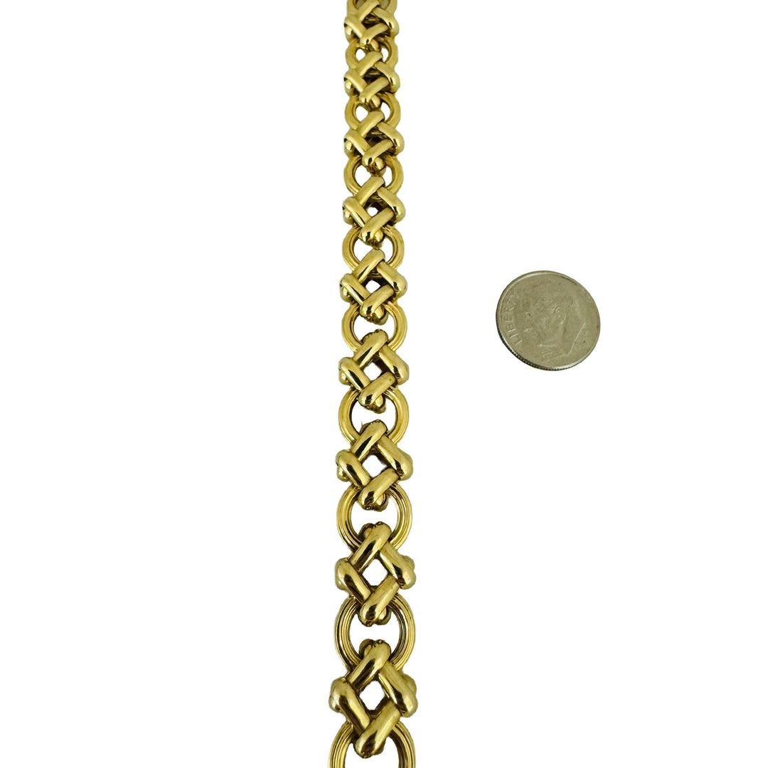 14k Yellow Gold 18g Ladies Polished 11mm Fancy  Link Bracelet Italy 7.25"