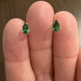 14k Yellow Gold and Pear Cut Tsavorite Stud Earrings