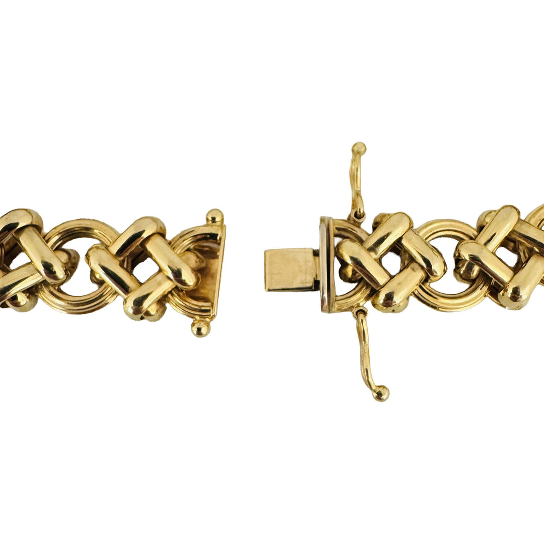 14k Yellow Gold 18g Ladies Polished 11mm Fancy  Link Bracelet Italy 7.25"