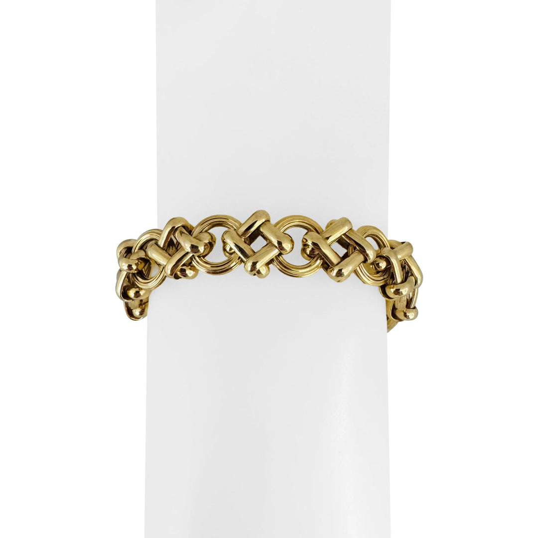14k Yellow Gold 18g Ladies Polished 11mm Fancy  Link Bracelet Italy 7.25"