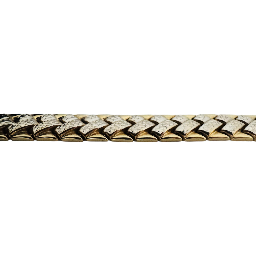 14k Yellow and White Gold 15.6g Diamond Cut Fancy Link Bracelet Turkey 7.5"