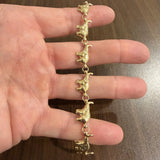 14k Yellow Gold 11.4g Ladies Polished Elephant Charm Link Bracelet Italy 7.25"