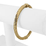 14k Yellow Gold 7g Hollow Light 5.5mm Twisted Spiral Bangle Bracelet Italy 7"