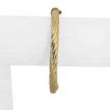 14k Yellow Gold 7g Hollow Light 5.5mm Twisted Spiral Bangle Bracelet Italy 7"