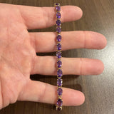 14k Yellow Gold and Amethyst 9.5g Ladies Vintage Link Bracelet 7"