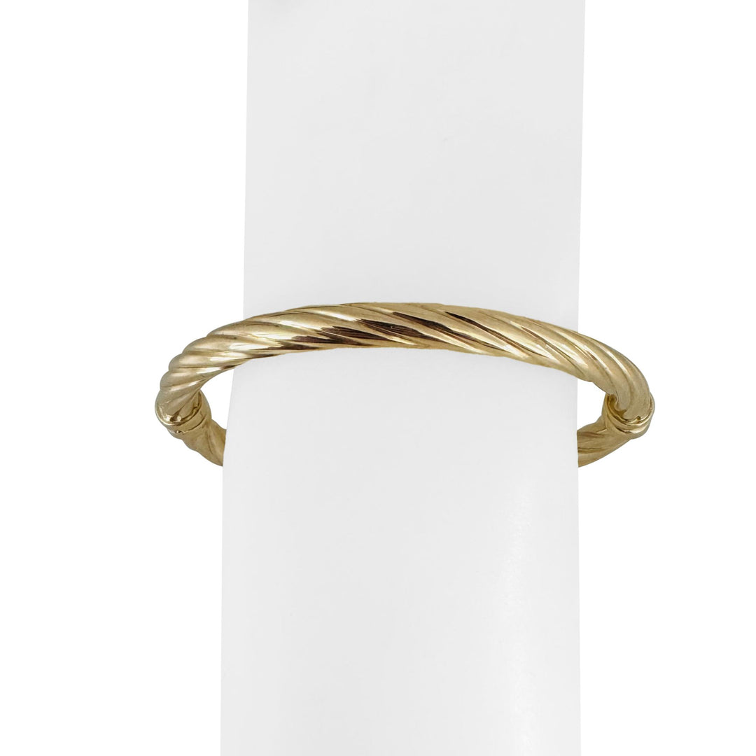 14k Yellow Gold 7g Hollow Light 5.5mm Twisted Spiral Bangle Bracelet Italy 7"