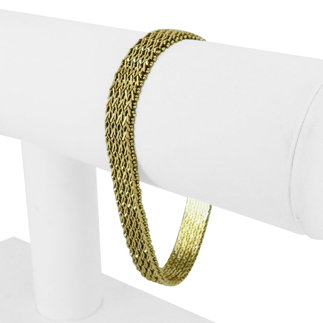 14k Yellow Gold 22.4g Solid Imperial Gold 10mm Beaded Wheat Link Bracelet 7.25"