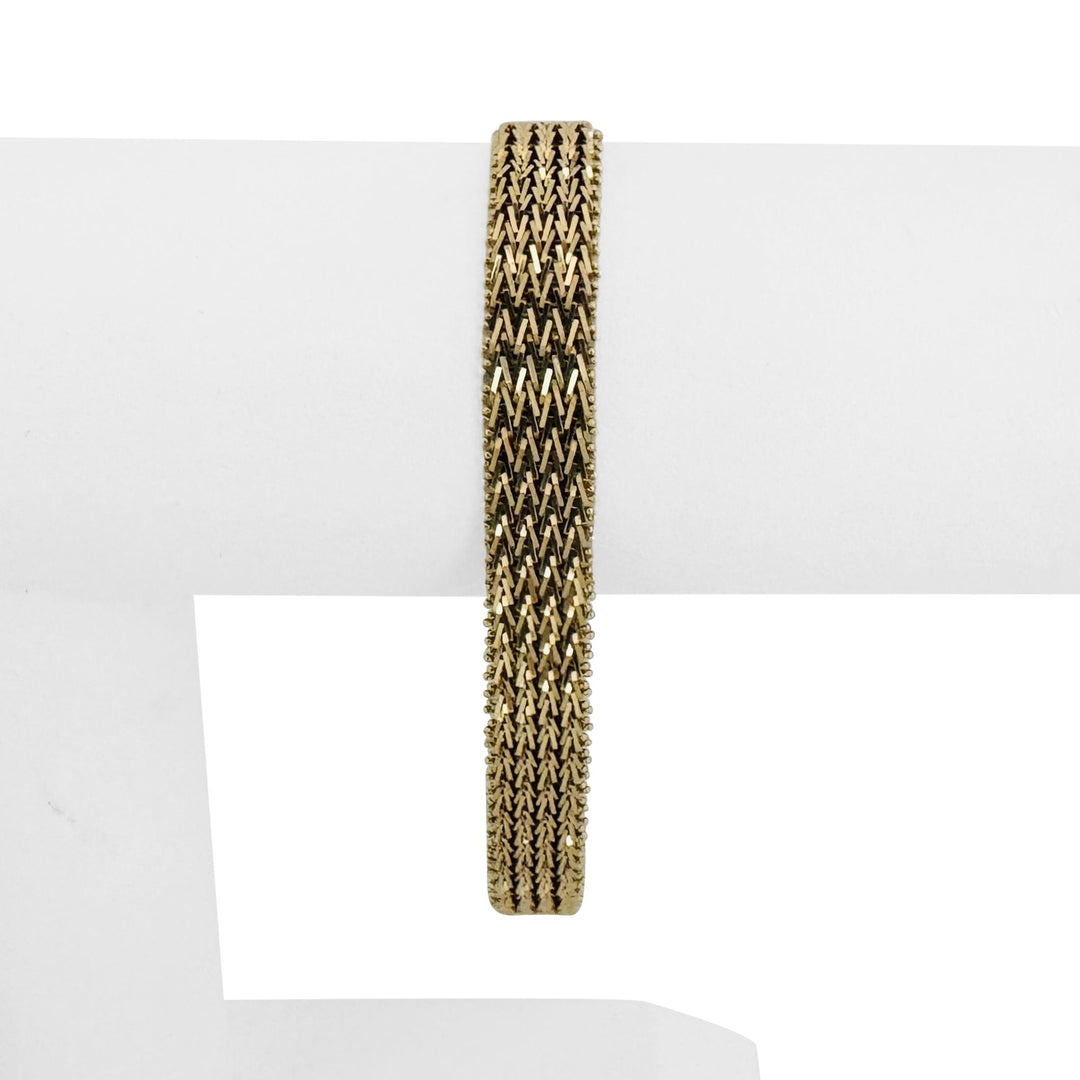 14k Yellow Gold 22.4g Solid Imperial Gold 10mm Beaded Wheat Link Bracelet 7.25"
