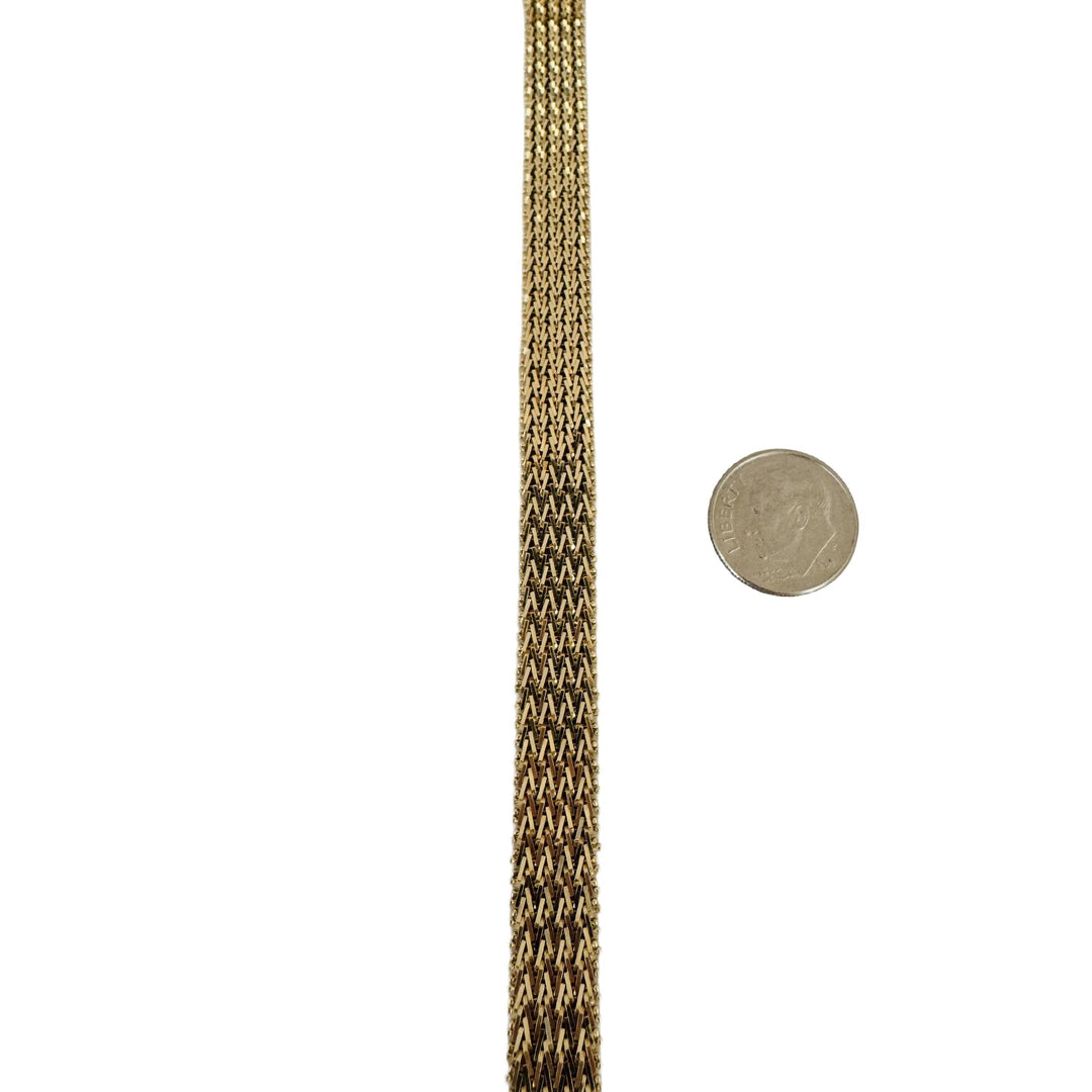 14k Yellow Gold 22.4g Solid Imperial Gold 10mm Beaded Wheat Link Bracelet 7.25"