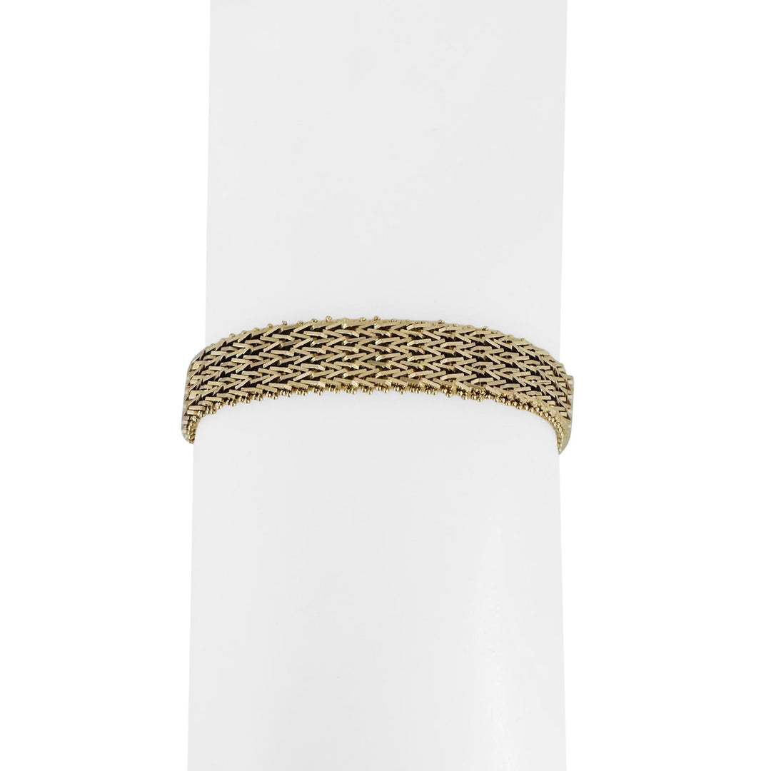 14k Yellow Gold 22.4g Solid Imperial Gold 10mm Beaded Wheat Link Bracelet 7.25"