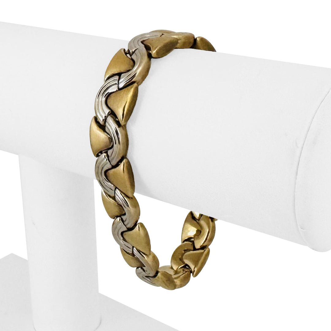 14k Yellow and White Gold 20.5g Ladies 11.5 Fancy Link Bracelet 7.75"