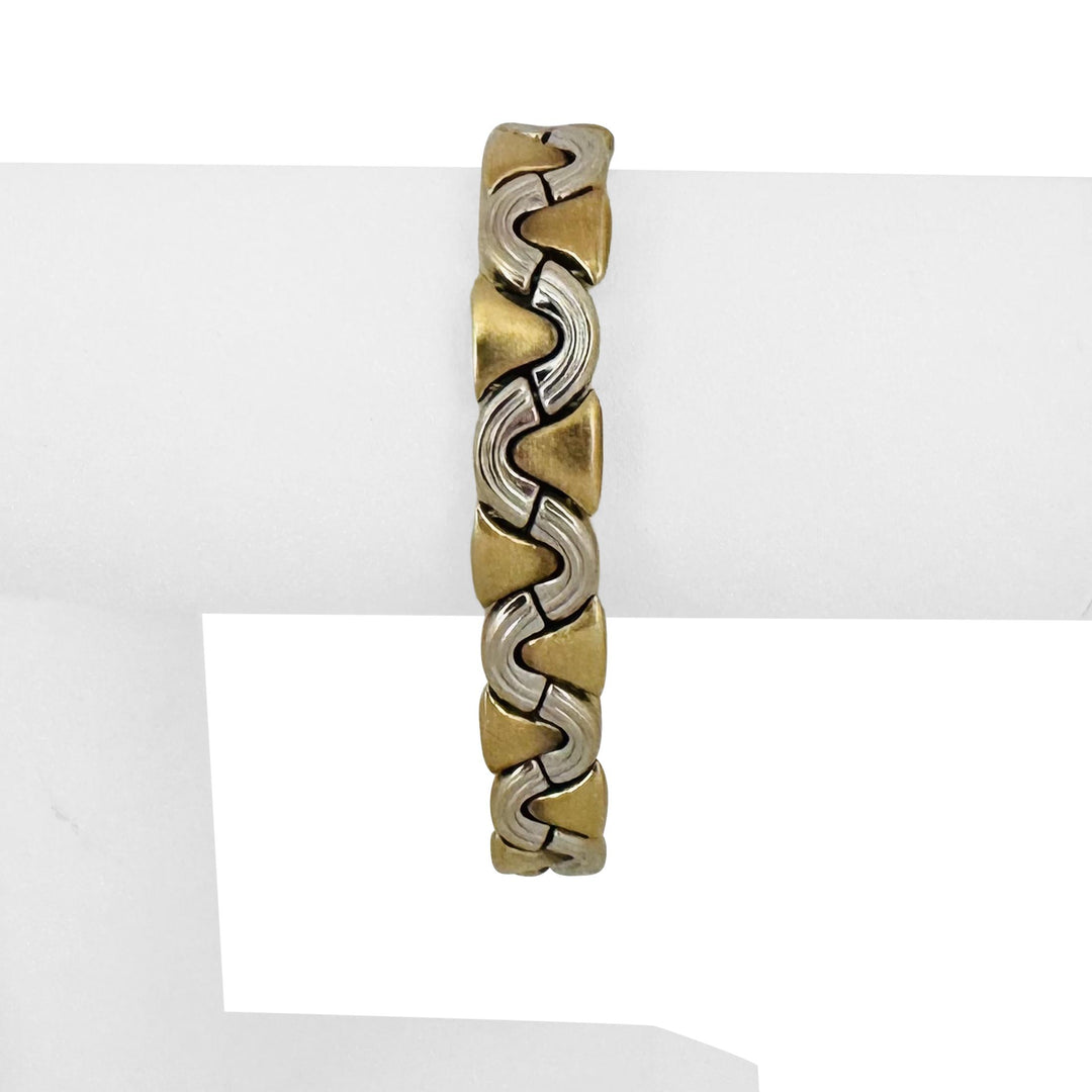 14k Yellow and White Gold 20.5g Ladies 11.5 Fancy Link Bracelet 7.75"