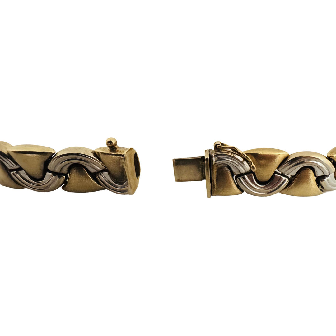 14k Yellow and White Gold 20.5g Ladies 11.5 Fancy Link Bracelet 7.75"