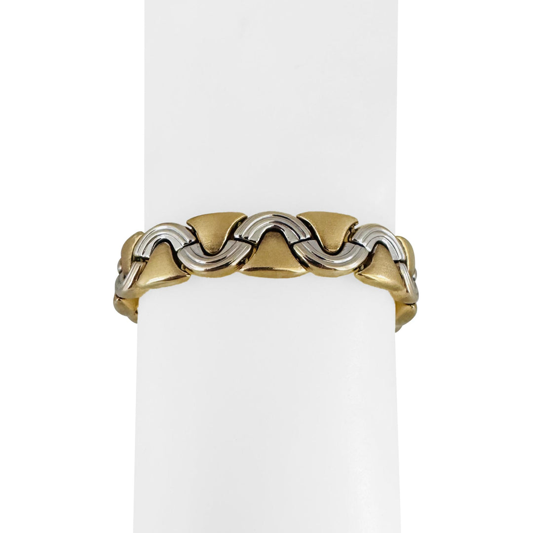 14k Yellow and White Gold 20.5g Ladies 11.5 Fancy Link Bracelet 7.75"