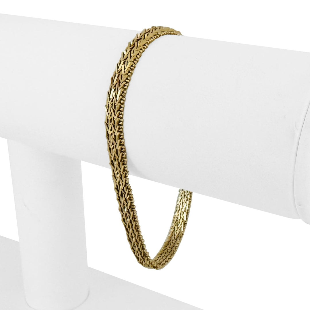 14k Yellow Gold 11.3g Solid 5.5mm Beaded Wheat Link Bracelet 7"