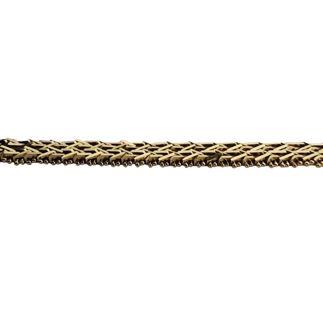 14k Yellow Gold 11.3g Solid 5.5mm Beaded Wheat Link Bracelet 7"