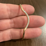 14k Yellow Gold and 0.35cttw Diamond Solid Curved Cuff Bracelet 6.25"