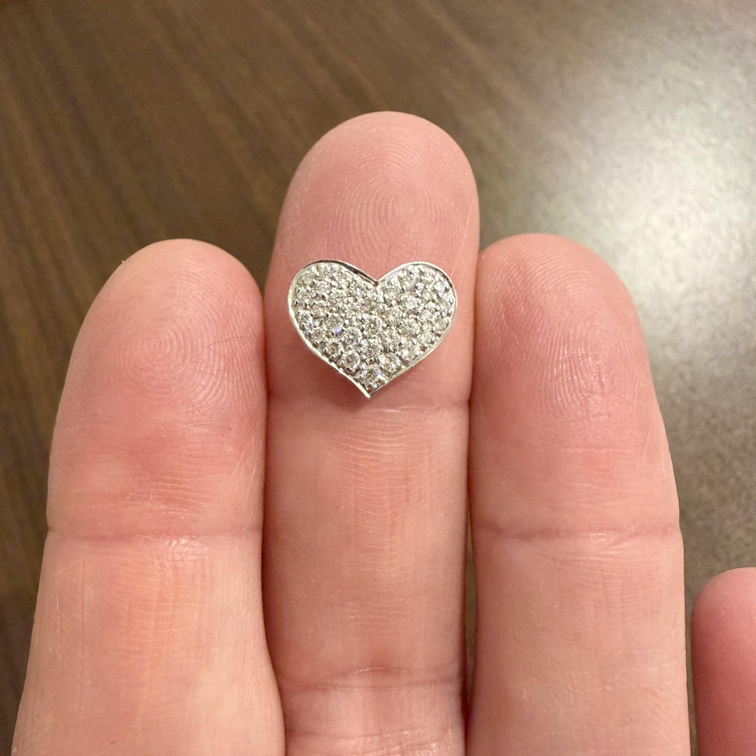 18k White Gold and 0.50cttw Pave Diamond Heart Slide Pendant