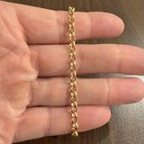 18k Yellow Gold 3.7g Ladies Half Rolo Half Box Link Bracelet Adjustable