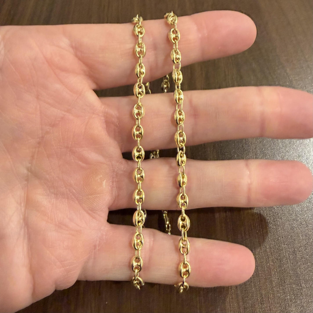18k Yellow Gold 18.5g Semi Solid 4.5mm Puffy Mariner Link Chain Necklace 19.5"