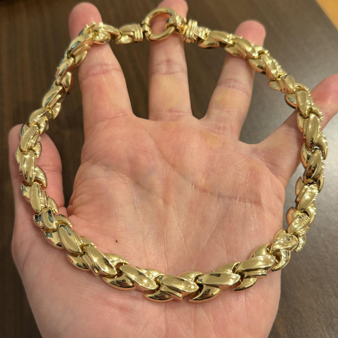 14k Yellow Gold 56.2g Ladies Polished Thick 12mm Fancy Link Necklace Italy 16"