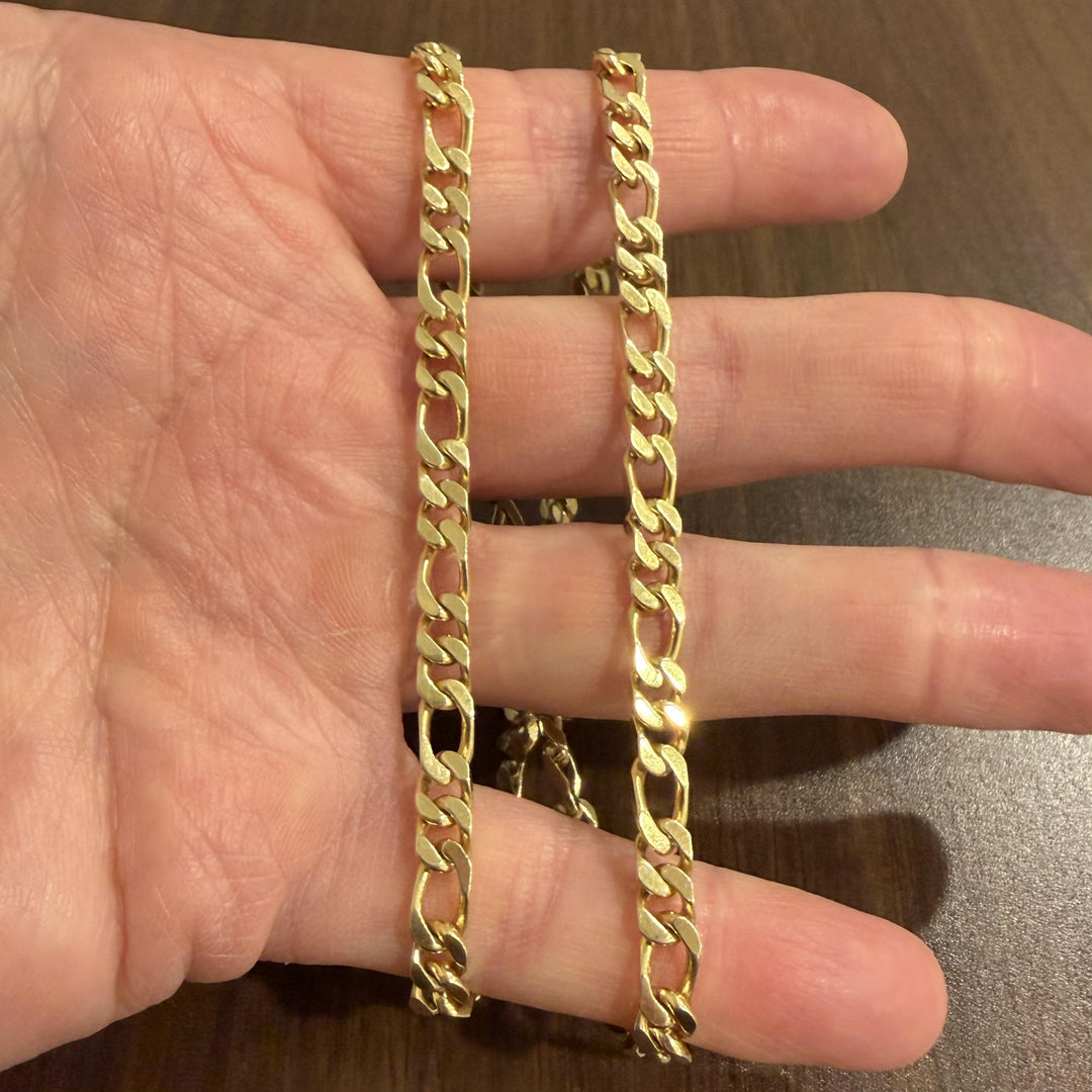 14k Yellow Gold 41.2g Solid Vintage UnoAErre Figaro Link Necklace Italy 18.5"