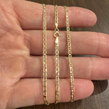 14k Yellow Gold 5.6g Thin Flat 2.5mm Mariner Link Chain Necklace Italy 21.5"