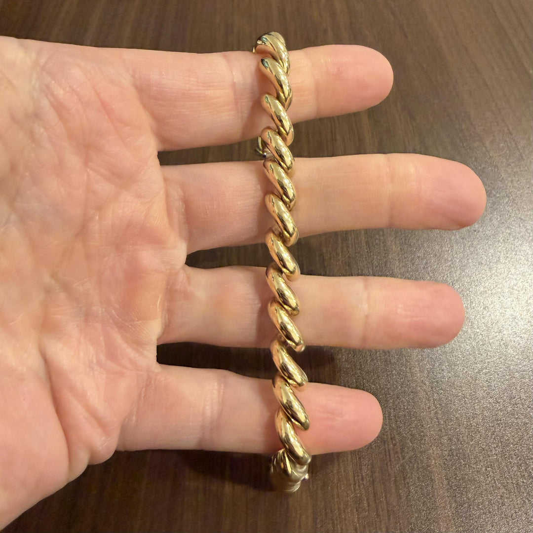 14k Yellow Gold 18.5g Ladies Polished 8mm San Marco Link Bracelet Italy 7"