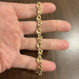 14k Yellow Gold 18g Solid Vintage 7.5mm Chunky Nugget Link Bracelet 7.25"