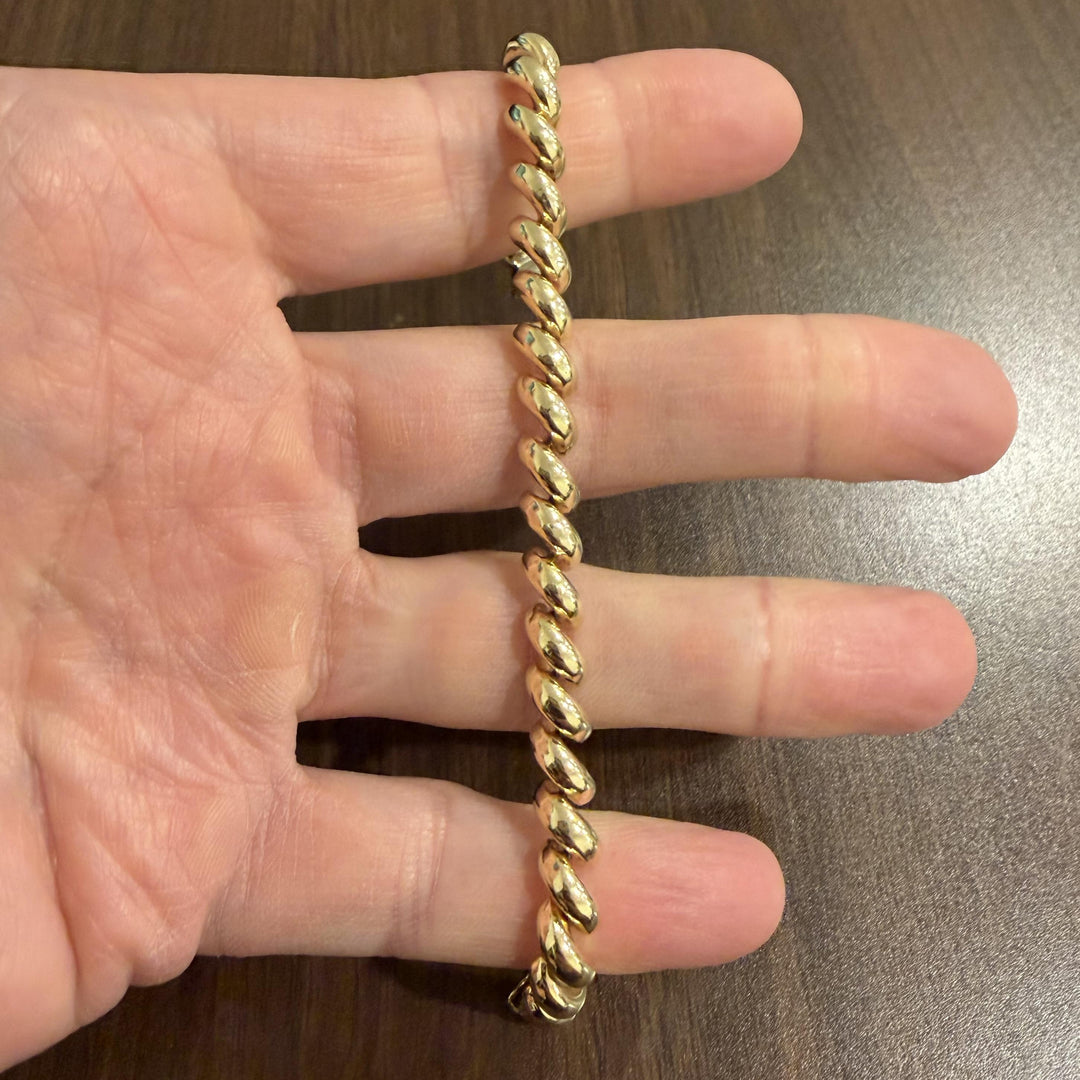 14k Yellow Gold 13.4g Ladies Polished 7mm San Marco Link Bracelet Turkey 7"