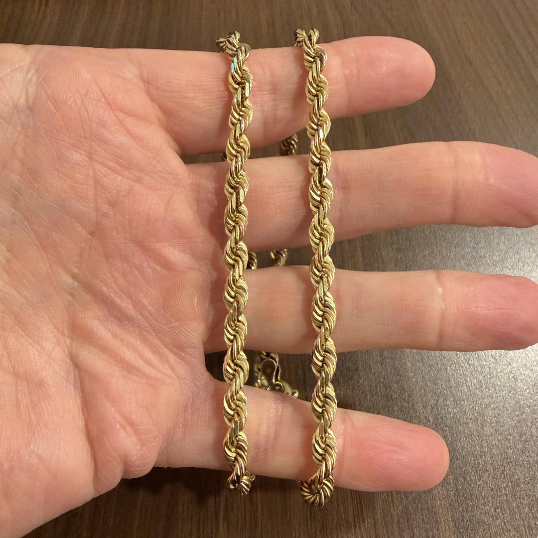 14k Yellow Gold 51.8g Solid Heavy 6mm Diamond Cut Rope Chain Necklace 20"