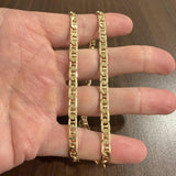 14k Yellow Gold 43.5g Solid Men's 7mm Mariner Link Chain Necklace Italy 22"