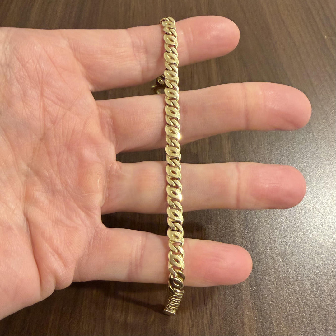 14k Yellow Gold 17g Solid Vintage 6mm Fancy Curb Link Bracelet Italy 7.75"