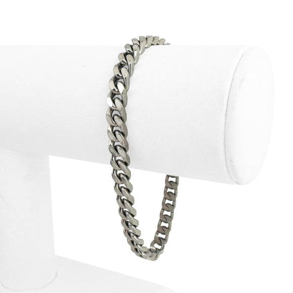 14k White Gold 20.3g Solid Polished 5.5mm Cuban Link Bracelet Italy 7.5