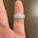 14k White Gold and Pave Set Cubic Zirconia Ladies Band Ring Size 5.75