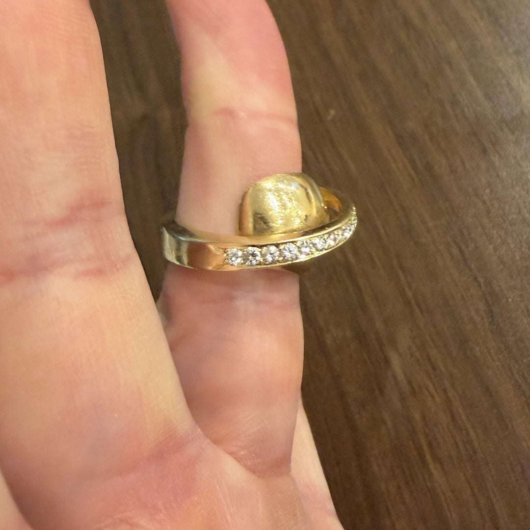 14k Yellow Gold and 0.75cttw Diamond Heavy Abstract Retro Ring Size 8