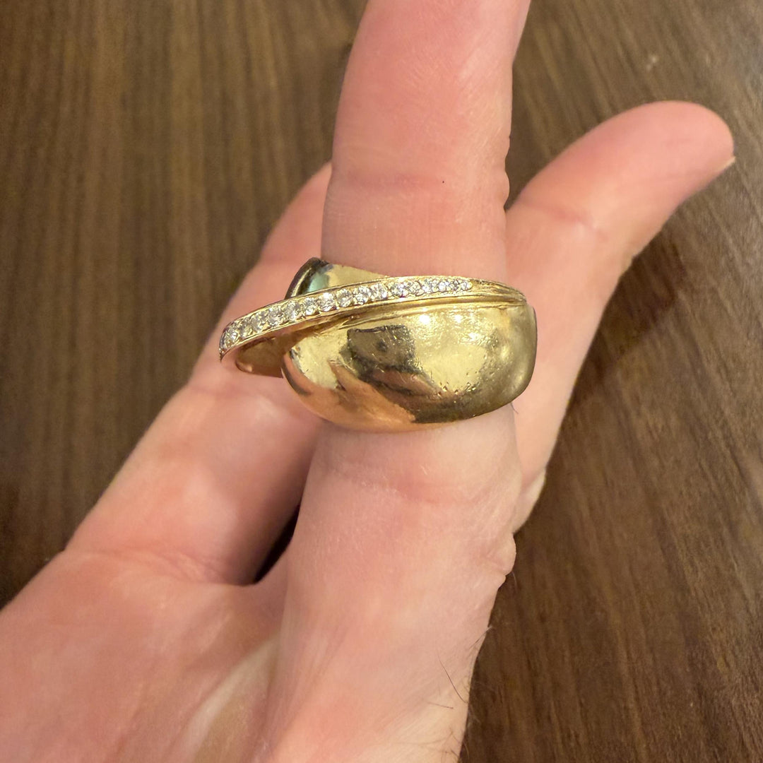 14k Yellow Gold and 0.75cttw Diamond Heavy Abstract Retro Ring Size 8
