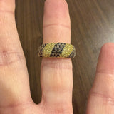 18k Yellow Gold and 1cttw Blue and Yellow Diamond Heavy Band Ring Size 7.5