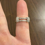 18k Yellow and White Gold 0.30cttw Diamond Vintage Two Band Ring Italy Size 6