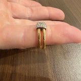 18k Yellow and White Gold 0.30cttw Diamond Vintage Two Band Ring Italy Size 6