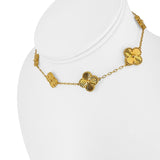 21k Yellow Gold 21.2g Solid Cable Link Clover Motif Choker Necklace 13.5"